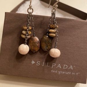 Silpada stone and silver earrings